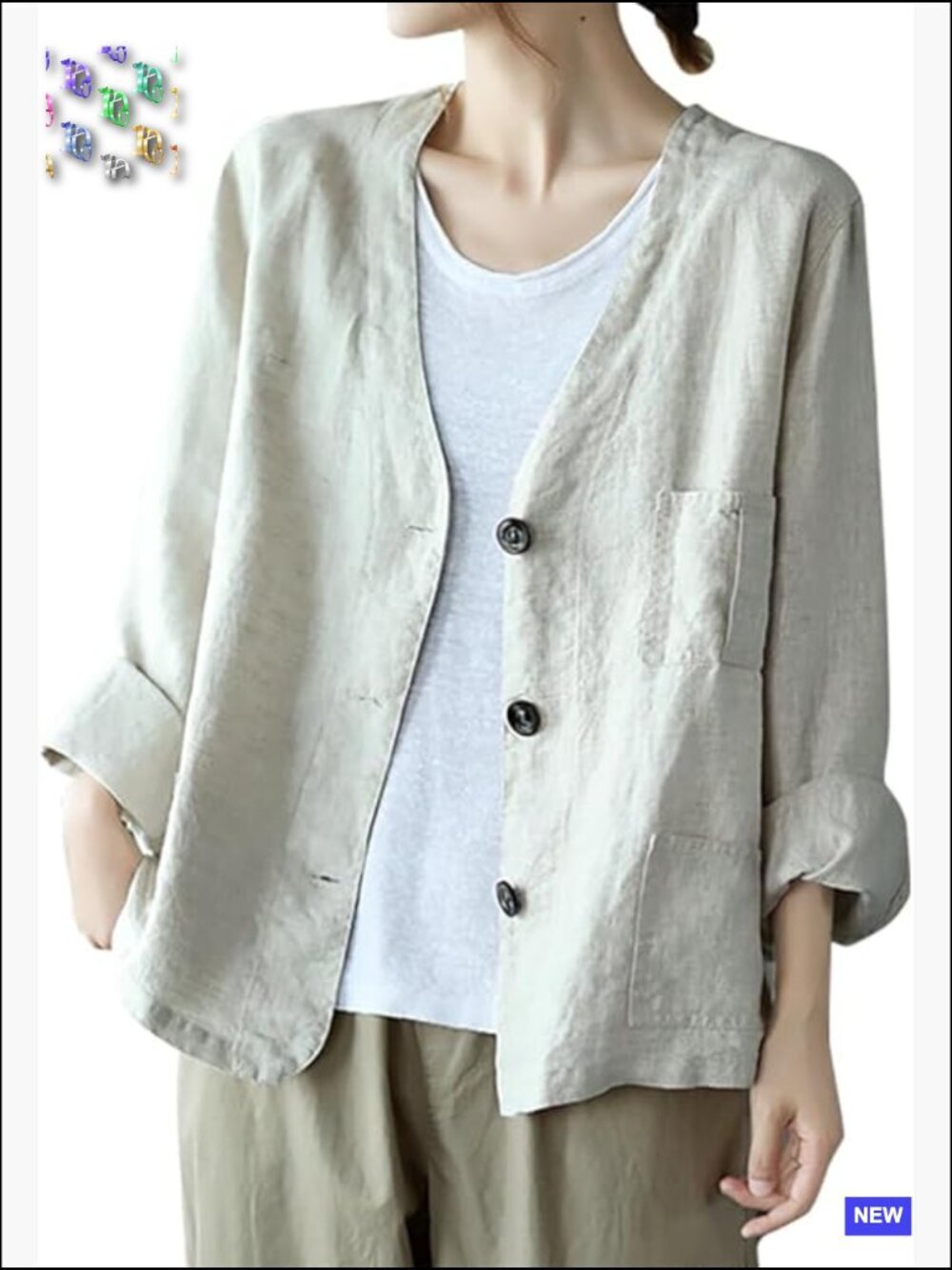 Oversized Cotton Linen Blazer Casual Long Sleeve Lightweight Spring Jacket